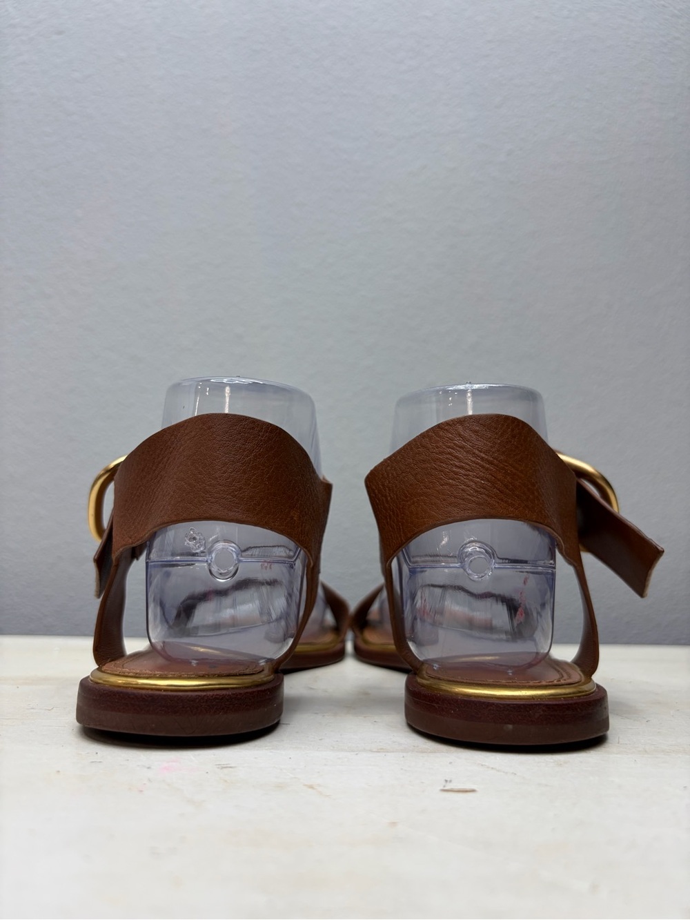 Tory Burch Brown Leather Shelby Flat Sandals Size 7.5 - Picture 5 of 8